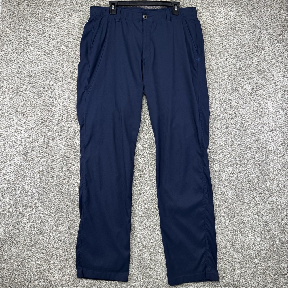 Under Armour Match Play Textured Pants Men's 36x34 Blue Houndstooth 4Way Stretch